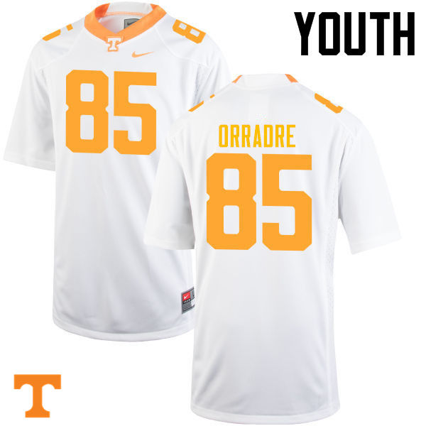 Youth #85 Thomas Orradre Tennessee Volunteers College Football Jerseys-White